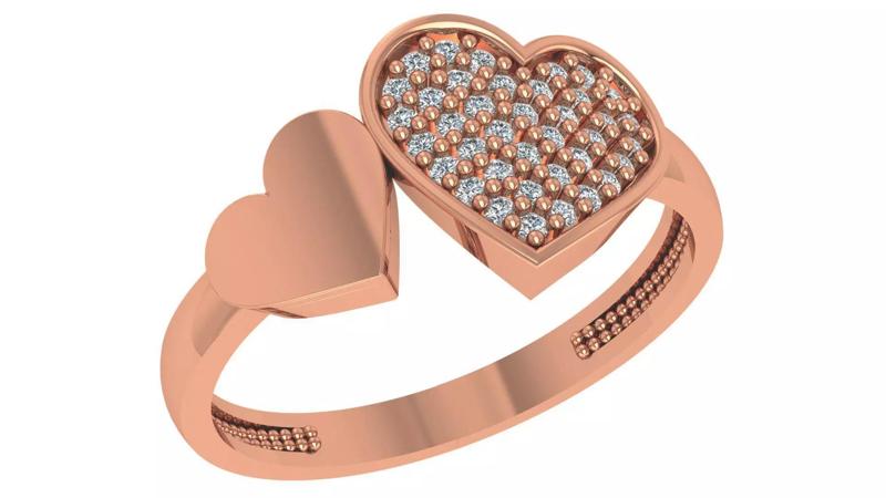 Couple Hearts Love High Jewelry Cocktail Ring 3dm stl renders