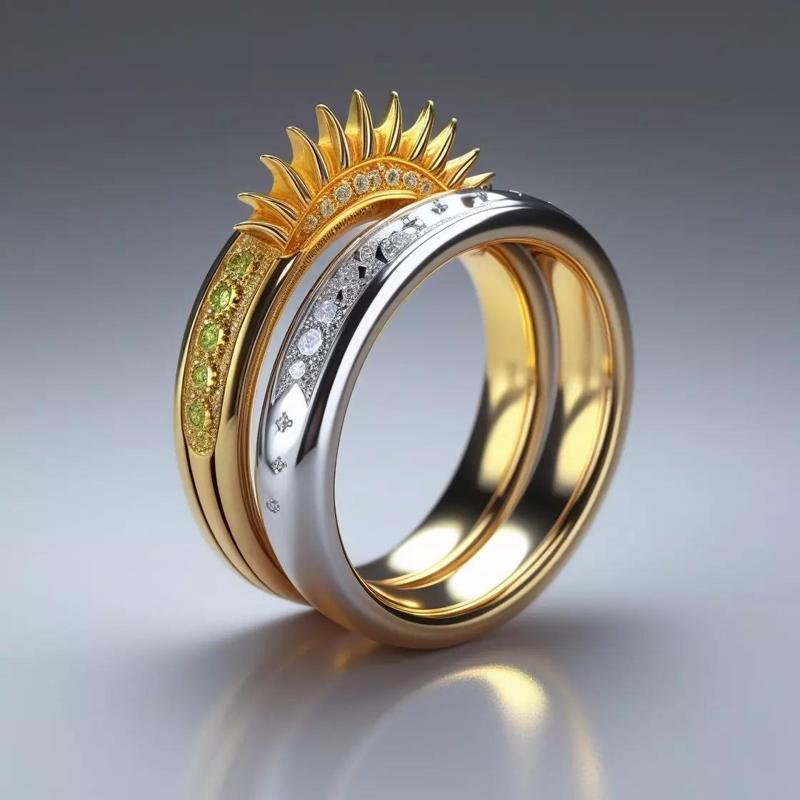 Heavenly wedding ring set