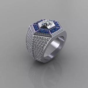 Hexagonal Gem Ring for Him 3D Printable Design