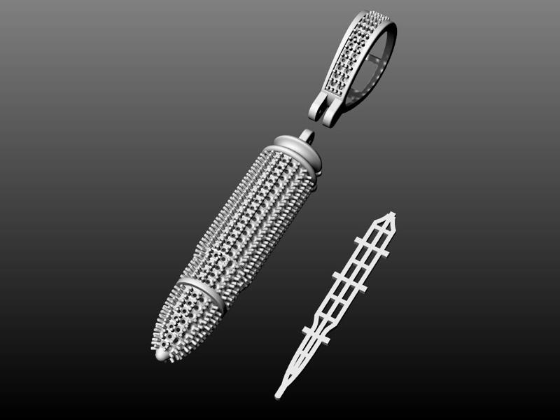 Majestic Bullet Gemstone Adorned Ammunition Pendant