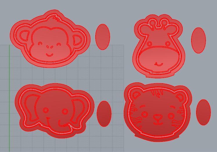 JUNGLE ELEPHANT FACE. Cutter and Stamp