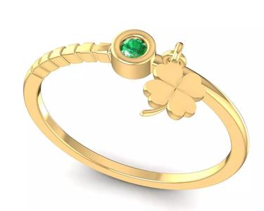 6012 Korean Style Diamond Women Ring with  four leaf clover