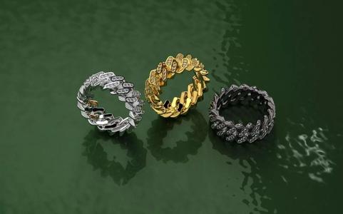 Alliance - 11 Rings chains and diamonds - Jewelry 3D - AN-632