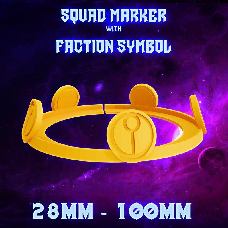 Squad Marker with Faction Symbol "Sun and Moon" | 28mm-100mm bases | Wargames | Tabletop | Base Marker | Base Identifier | Marker Ring
