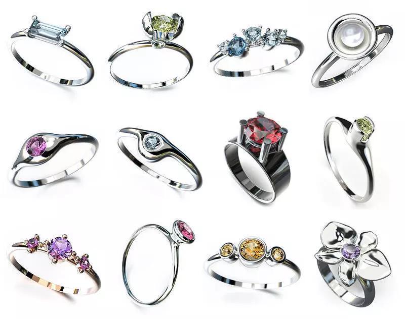 A collection of 12 thin miniature or minimalistic rings