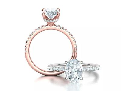 Amber Engagement ring 9x7 Oval stone French Pave