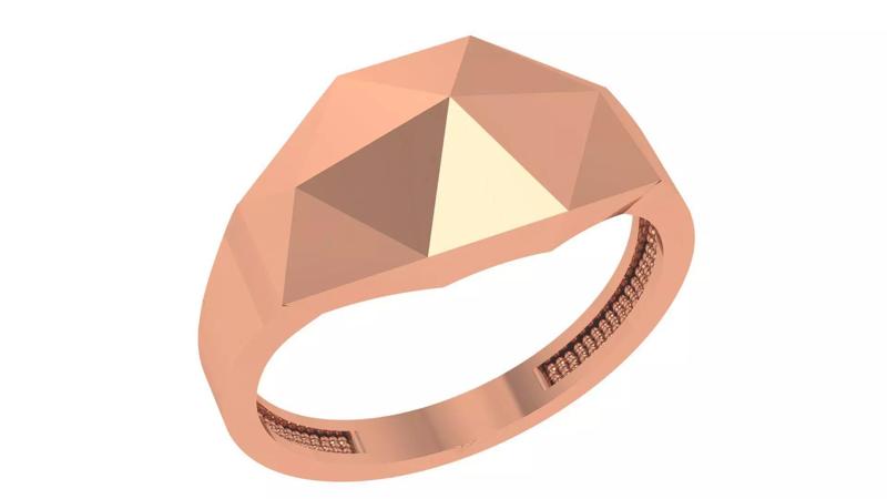 Geometric Plain Gold Ring 3dm stl renders details