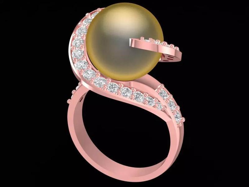 Elegant Pearl Diamond Ring Jewelry  2404