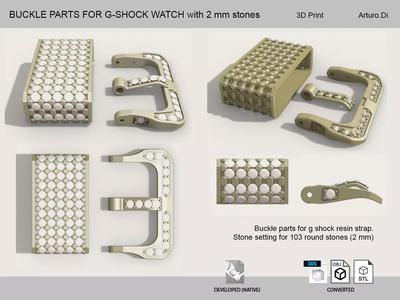 Buckle parts for watch with 2mm stones