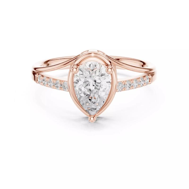 Pear Cut Chevron Split Shank Engagement Ring 3DM STL Video