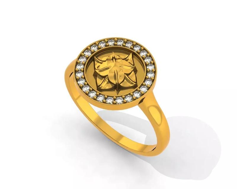 Diamond Halo rosette motif ring