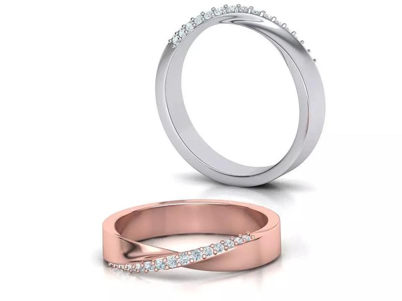 Diamond Mobius Womens Band ring 3dmodel