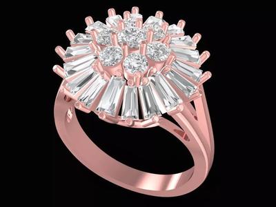 Elegant Flower Cluster Diamond Ring 2421