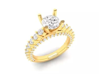 Elegant Gold Engagement Ring with Diamond Halo 3D Model 483