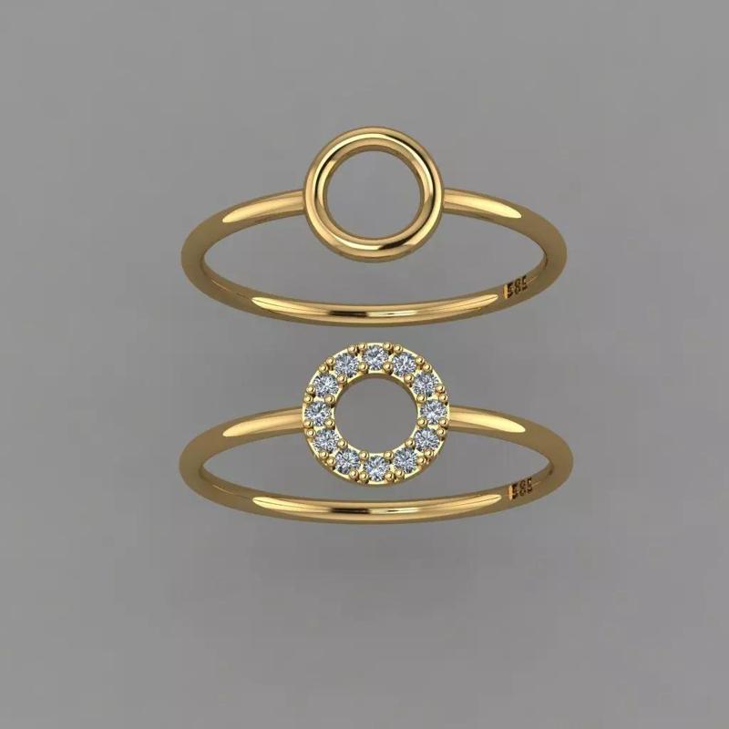 Diamond Circle Ring  Halo Ring STL Circle Ring