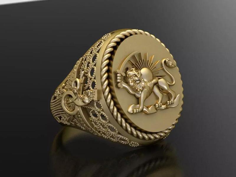 Lion and sun and Farvahar Ring