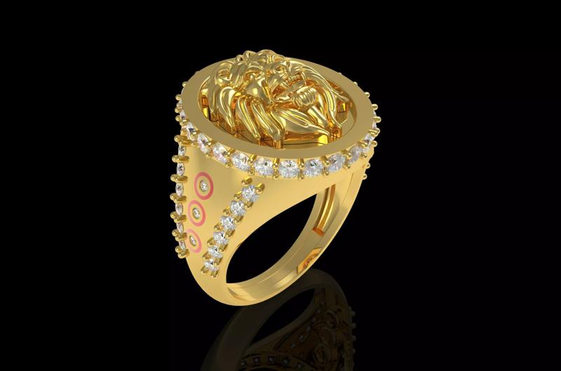 Lion Head Round Signet Ring