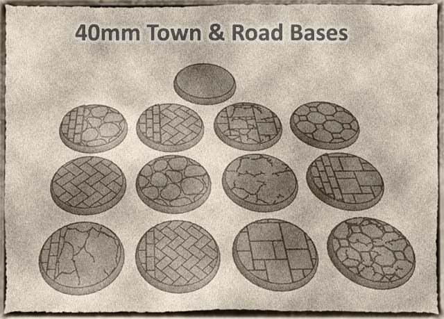 40mm Town & Road Bases for Dungeons & Dragons and other Tabletop Games