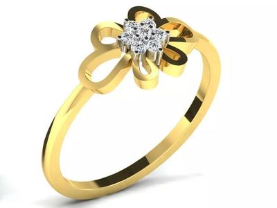 Light Weight Yellow Gold Diamond Ring  -DR-6262
