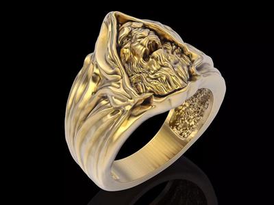 Lion ring  gold  jewelry printable 3D model