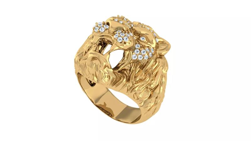 Lion ring with gem