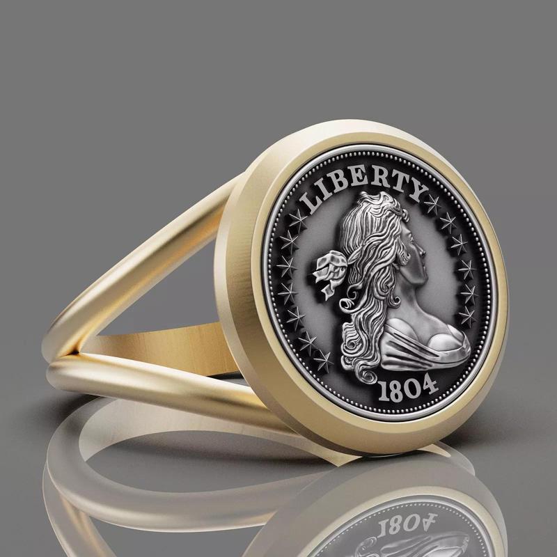 Draped Bust Dollar American coin printable ring