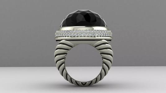 DY signature oval ring with faceted stone