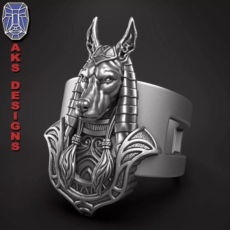 Animal Ring jewlery Egyptian anubis v1