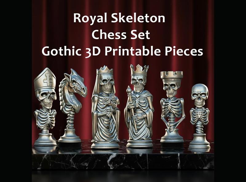 Royal Skeleton Chess Set – Gothic 3D Printable Pieces