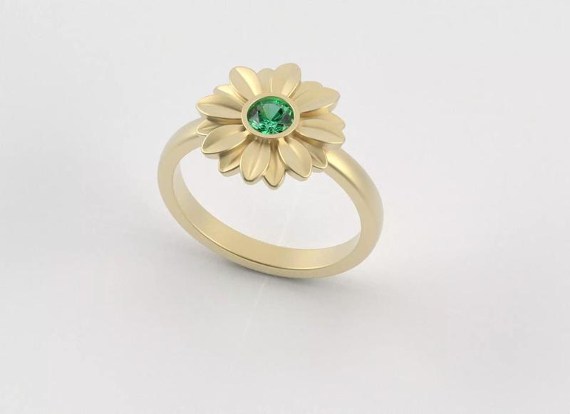 Discover the Flower Head Ring with Bezel Stone
