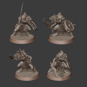 Fantasy tabletop Rat-Warrior poses set