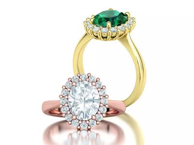 Diana Emerald Engagement Ring 10x8 Oval Stone