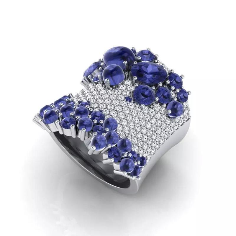 Nahla Siri 14K White Gold Tanzanite and Diamond Ring