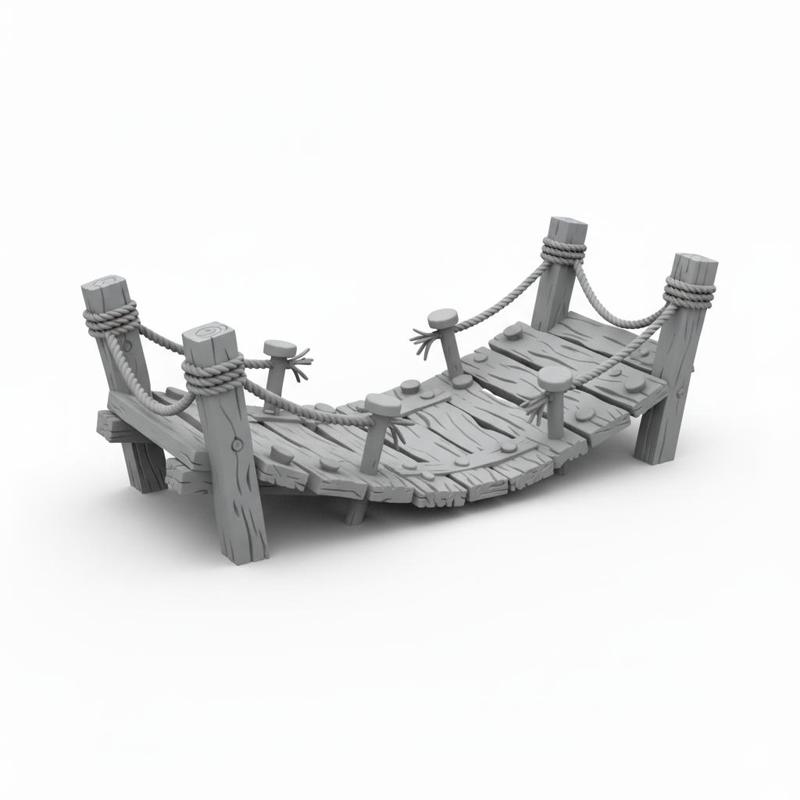 Wooden suspension bridge - Scenography for RPG and wargames