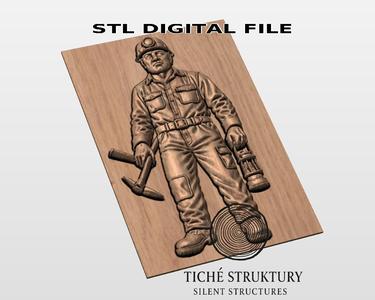 Miner – Industrial Bas Relief – 3D STL Model