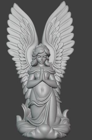 Elegant Praying Angel 3D Model | Spiritual Guardian Sculpture