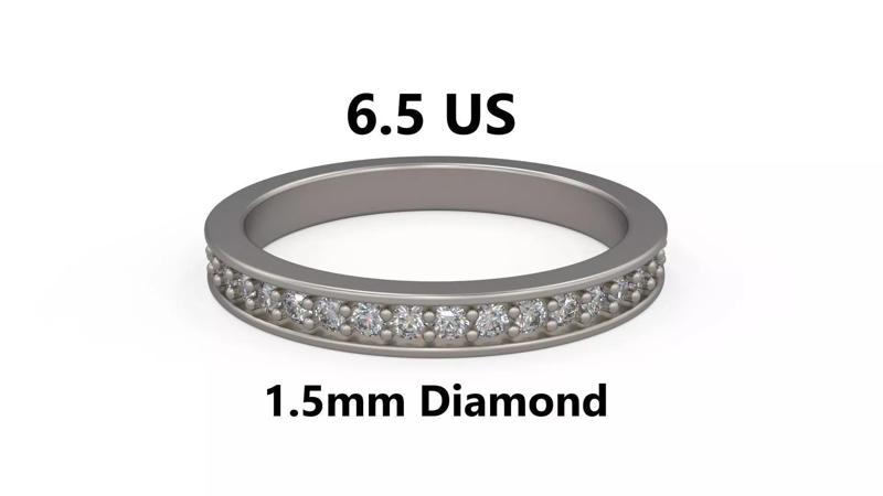 Model 1225 Eternity Band Ring 6 and half US Size 1pnt5mm Diamond