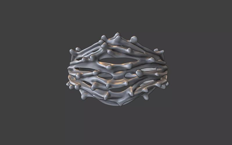 nature inspired branches silver ring v2