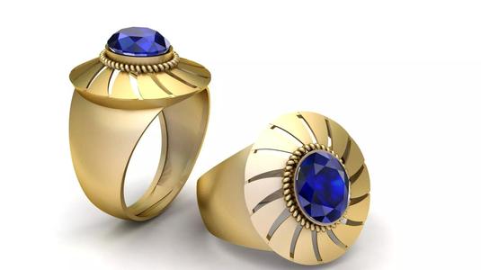 GOLD BLUE SAPPHIRE RING 3D PRINTABLE MODEL