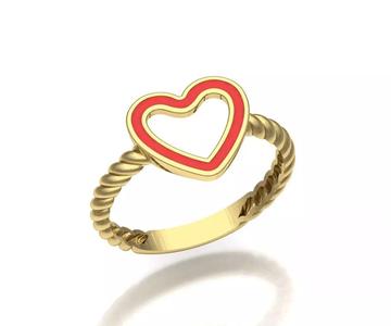 Enamel heart ring