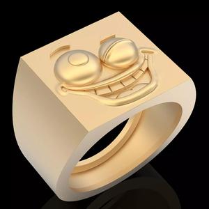 Emoji face comic ring  gold jewelry 3D printable model