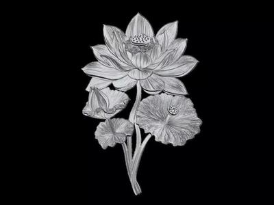 Lotus Flower Sculpture Relief Art