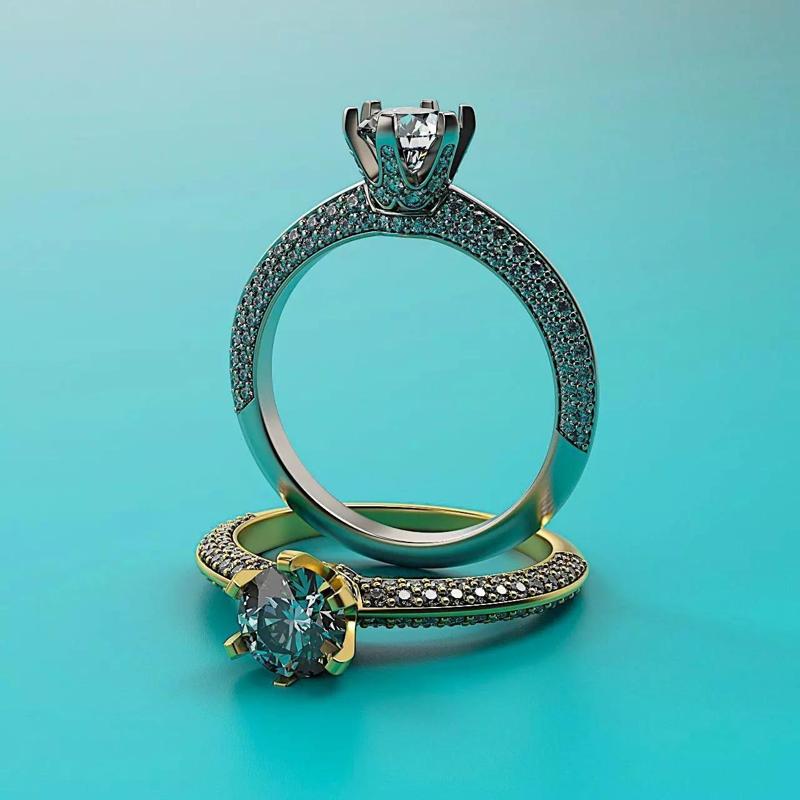 Engagement Diamond Pave Setting ring round 6mm