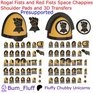 Rogal Fists Red Fists Shoulder Pads and 3d Transfers - Presupported