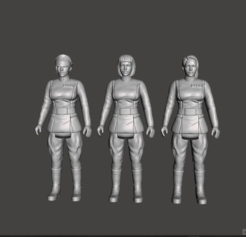 FEMALE IMPERIAL OFFICER, VINTAGE CUSTOM STAR WARS, ARMY BUILDER, ACTION FIGURE, KENNER 3.75", 6", 5 POA, 1/18, 1/6 EMPIRE