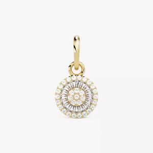Disc Tapered Baguette Diamond Cluster Pendant Necklace