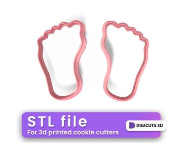 Small feet baby shower cookie cutter STL