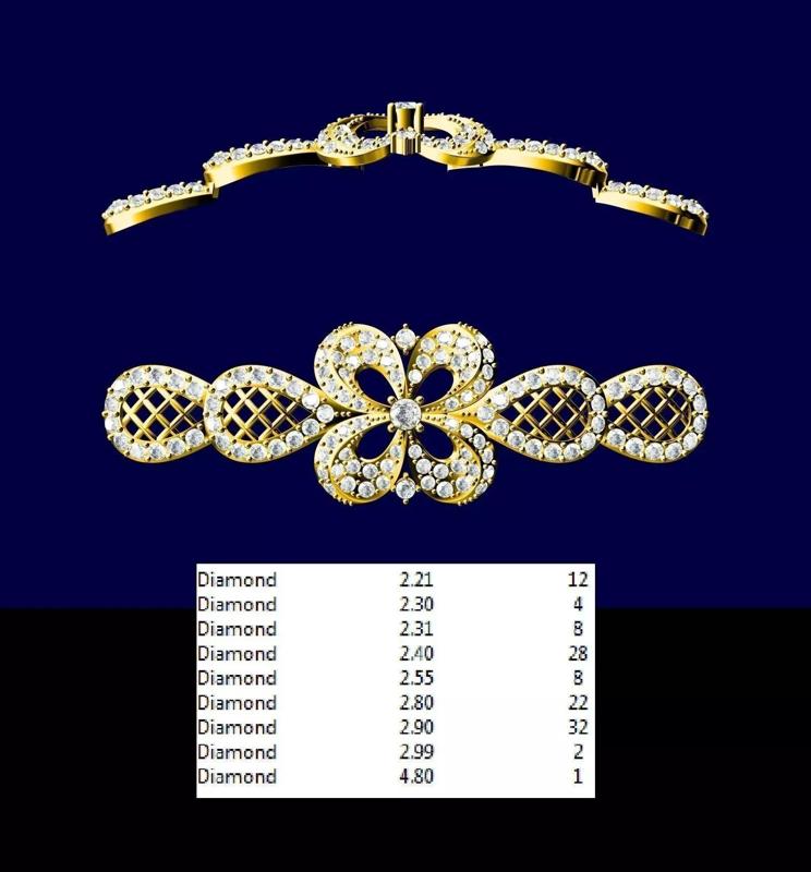 Clip gold and diamond bracelet