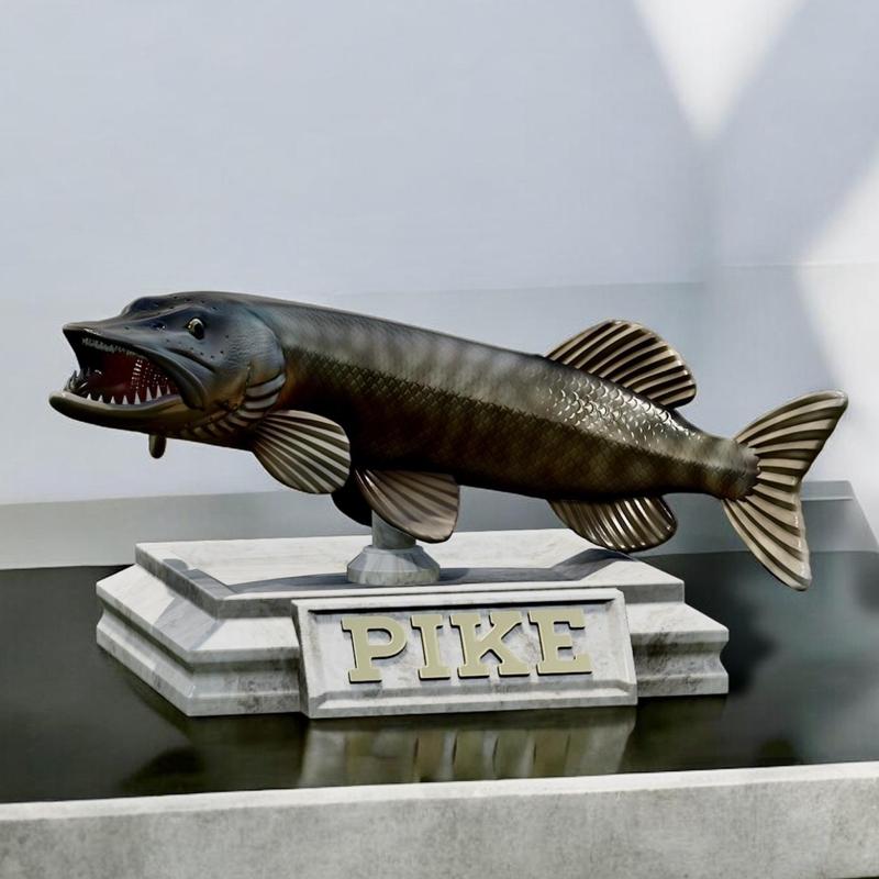 fish Northern pike / Esox lucius trophy statue detailed texture for 3d printing
