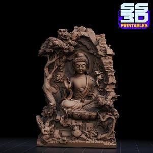 Buddha Serenity 3D Printable STL – Spiritual Wall Art Relief